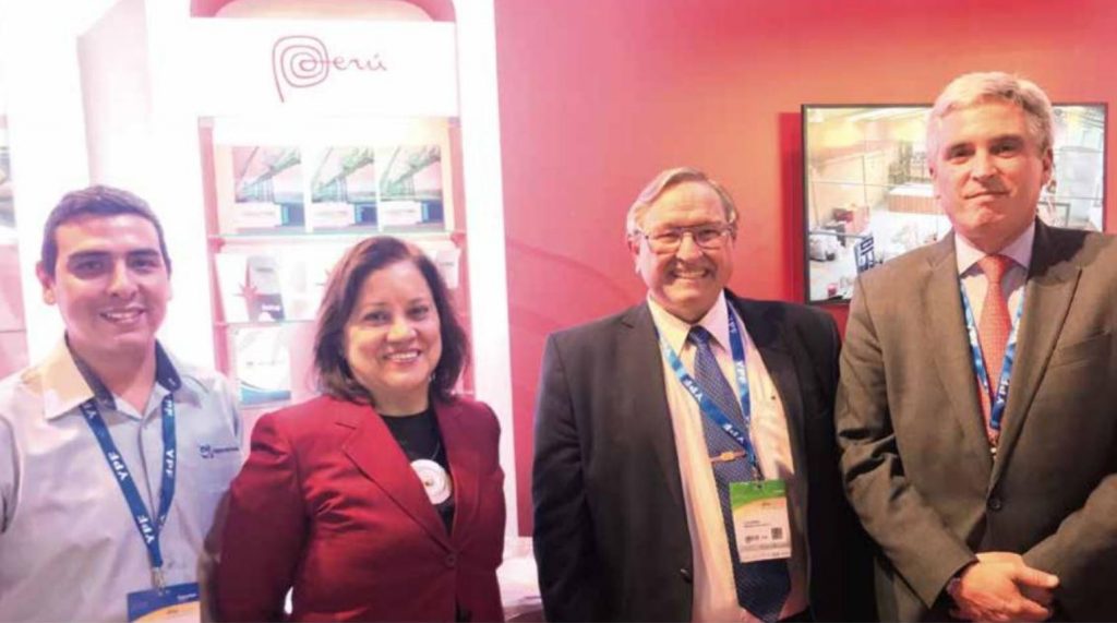 Interview with the Peruvian Ambassador to Argentina  Peter Camino Cannock, the Director of the Trade Office of Peru in Argentina Silvia Seperack and Javier Rueda from C&V International Company at the AR Mining Exhibition 2019.